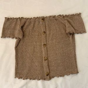 Brown off the shoulder crop top
